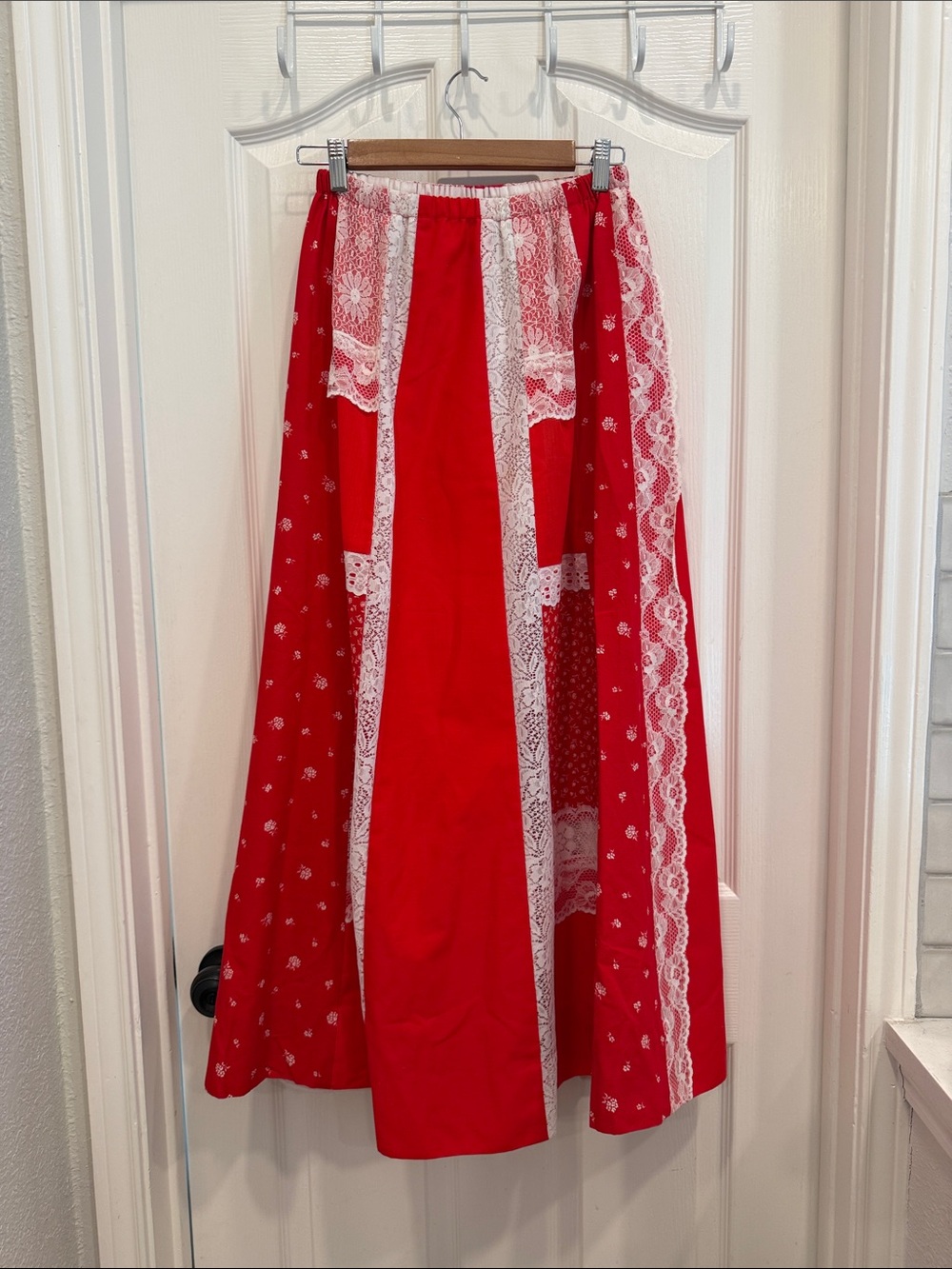 Carefree Fashions patchwork lace midi skirt